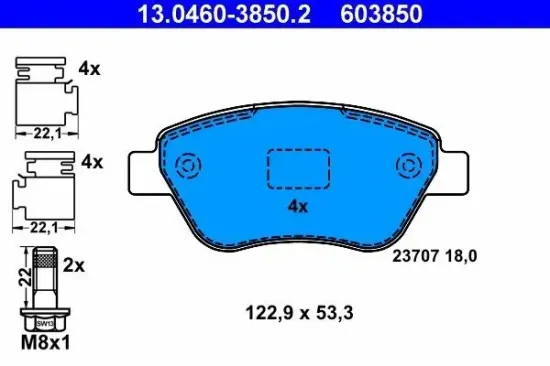 Bremsbelagsatz, Scheibenbremse ATE 13.0460-3850.2 Bild Bremsbelagsatz, Scheibenbremse ATE 13.0460-3850.2