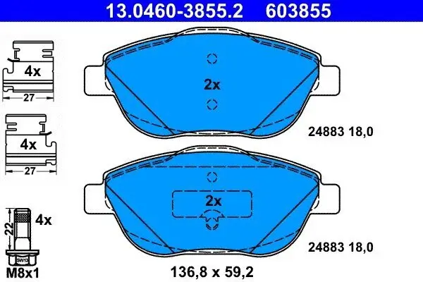 Bremsbelagsatz, Scheibenbremse ATE 13.0460-3855.2