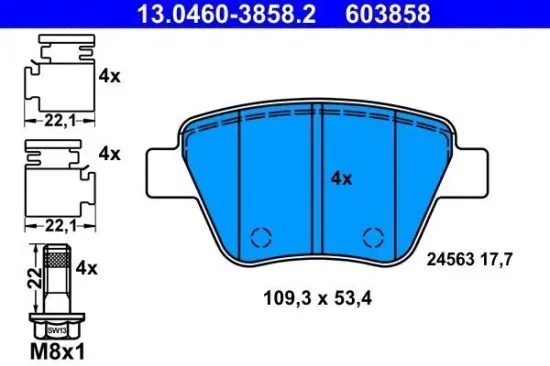 Bremsbelagsatz, Scheibenbremse ATE 13.0460-3858.2 Bild Bremsbelagsatz, Scheibenbremse ATE 13.0460-3858.2