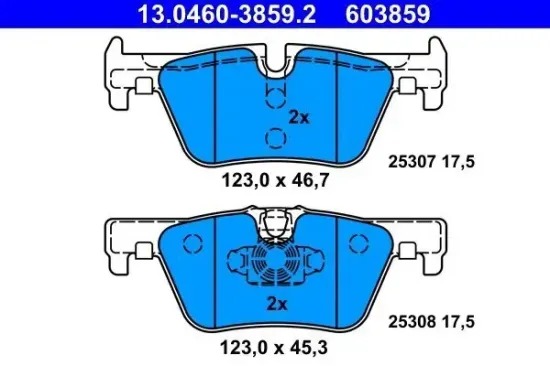 Bremsbelagsatz, Scheibenbremse Hinterachse ATE 13.0460-3859.2 Bild Bremsbelagsatz, Scheibenbremse Hinterachse ATE 13.0460-3859.2