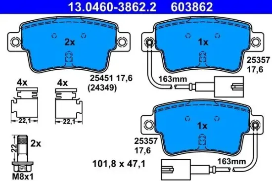 Bremsbelagsatz, Scheibenbremse ATE 13.0460-3862.2 Bild Bremsbelagsatz, Scheibenbremse ATE 13.0460-3862.2