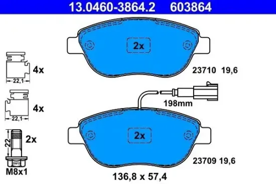 Bremsbelagsatz, Scheibenbremse ATE 13.0460-3864.2 Bild Bremsbelagsatz, Scheibenbremse ATE 13.0460-3864.2