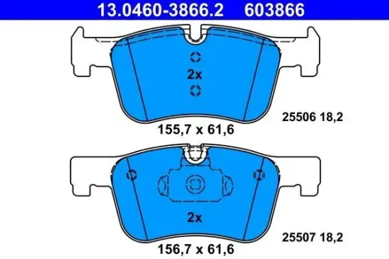 Bremsbelagsatz, Scheibenbremse Vorderachse ATE 13.0460-3866.2 Bild Bremsbelagsatz, Scheibenbremse Vorderachse ATE 13.0460-3866.2