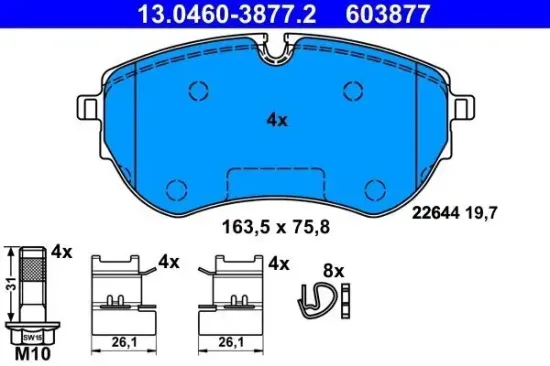 Bremsbelagsatz, Scheibenbremse ATE 13.0460-3877.2 Bild Bremsbelagsatz, Scheibenbremse ATE 13.0460-3877.2