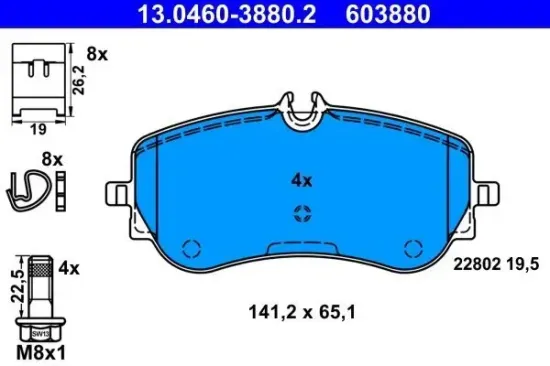 Bremsbelagsatz, Scheibenbremse ATE 13.0460-3880.2 Bild Bremsbelagsatz, Scheibenbremse ATE 13.0460-3880.2