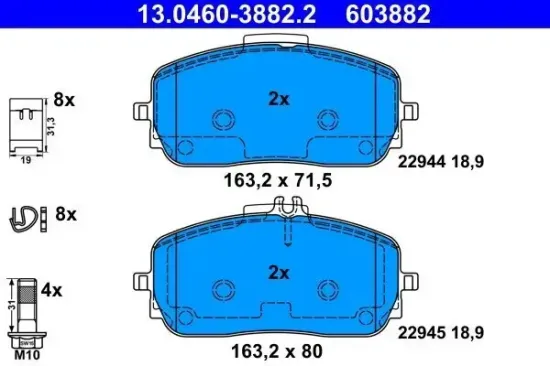 Bremsbelagsatz, Scheibenbremse ATE 13.0460-3882.2 Bild Bremsbelagsatz, Scheibenbremse ATE 13.0460-3882.2