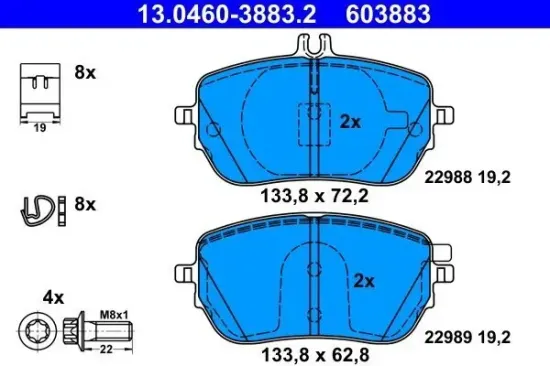 Bremsbelagsatz, Scheibenbremse ATE 13.0460-3883.2 Bild Bremsbelagsatz, Scheibenbremse ATE 13.0460-3883.2