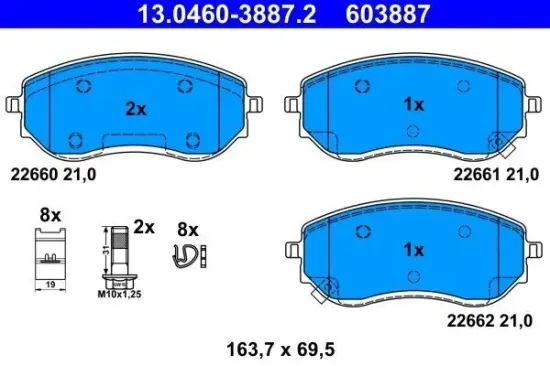 Bremsbelagsatz, Scheibenbremse ATE 13.0460-3887.2 Bild Bremsbelagsatz, Scheibenbremse ATE 13.0460-3887.2