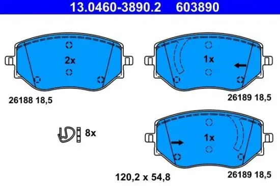 Bremsbelagsatz, Scheibenbremse Vorderachse ATE 13.0460-3890.2 Bild Bremsbelagsatz, Scheibenbremse Vorderachse ATE 13.0460-3890.2