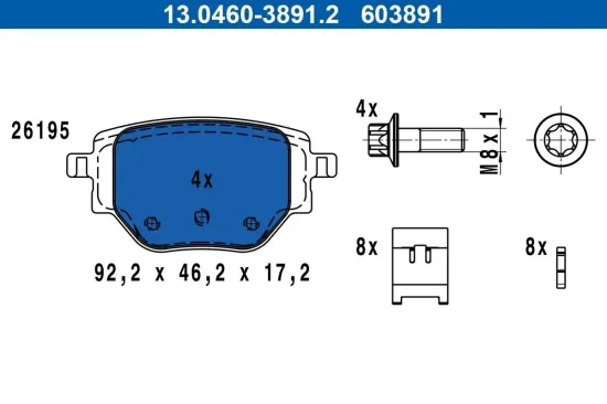 Bremsbelagsatz, Scheibenbremse ATE 13.0460-3891.2 Bild Bremsbelagsatz, Scheibenbremse ATE 13.0460-3891.2