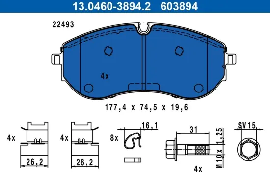 Bremsbelagsatz, Scheibenbremse ATE 13.0460-3894.2 Bild Bremsbelagsatz, Scheibenbremse ATE 13.0460-3894.2