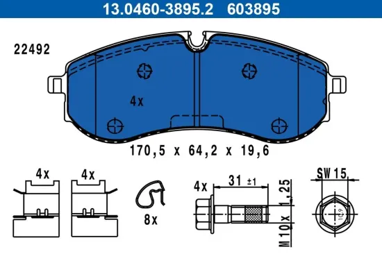 Bremsbelagsatz, Scheibenbremse ATE 13.0460-3895.2 Bild Bremsbelagsatz, Scheibenbremse ATE 13.0460-3895.2