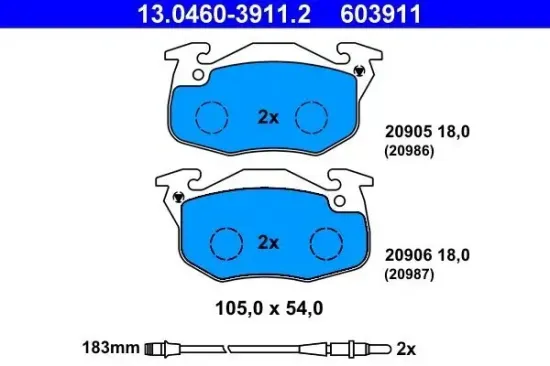 Bremsbelagsatz, Scheibenbremse ATE 13.0460-3911.2 Bild Bremsbelagsatz, Scheibenbremse ATE 13.0460-3911.2