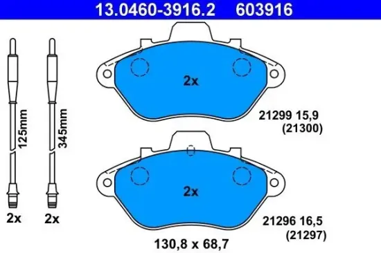 Bremsbelagsatz, Scheibenbremse ATE 13.0460-3916.2 Bild Bremsbelagsatz, Scheibenbremse ATE 13.0460-3916.2