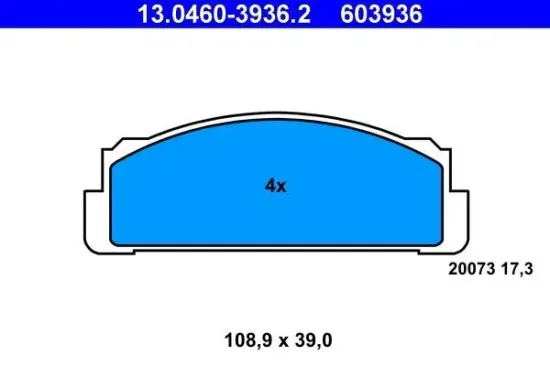 Bremsbelagsatz, Scheibenbremse ATE 13.0460-3936.2 Bild Bremsbelagsatz, Scheibenbremse ATE 13.0460-3936.2