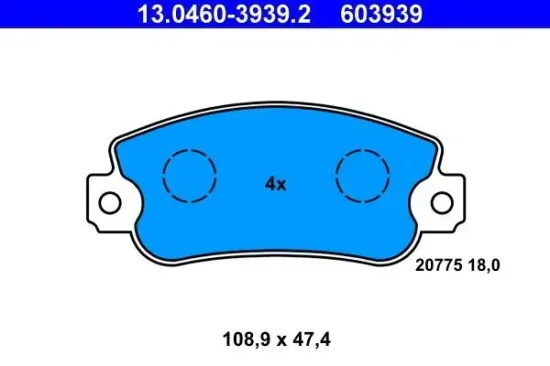 Bremsbelagsatz, Scheibenbremse ATE 13.0460-3939.2 Bild Bremsbelagsatz, Scheibenbremse ATE 13.0460-3939.2