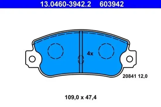 Bremsbelagsatz, Scheibenbremse ATE 13.0460-3942.2 Bild Bremsbelagsatz, Scheibenbremse ATE 13.0460-3942.2