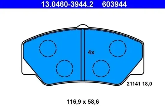 Bremsbelagsatz, Scheibenbremse Vorderachse ATE 13.0460-3944.2 Bild Bremsbelagsatz, Scheibenbremse Vorderachse ATE 13.0460-3944.2