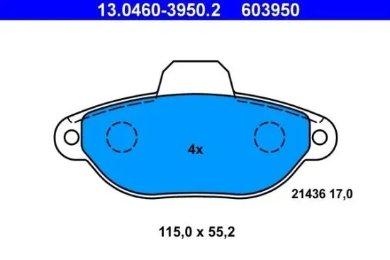 Bremsbelagsatz, Scheibenbremse ATE 13.0460-3950.2 Bild Bremsbelagsatz, Scheibenbremse ATE 13.0460-3950.2