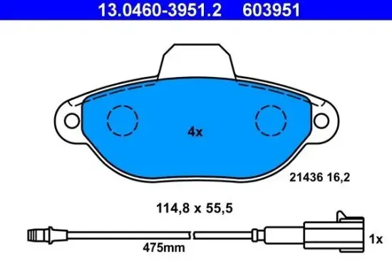 Bremsbelagsatz, Scheibenbremse ATE 13.0460-3951.2 Bild Bremsbelagsatz, Scheibenbremse ATE 13.0460-3951.2