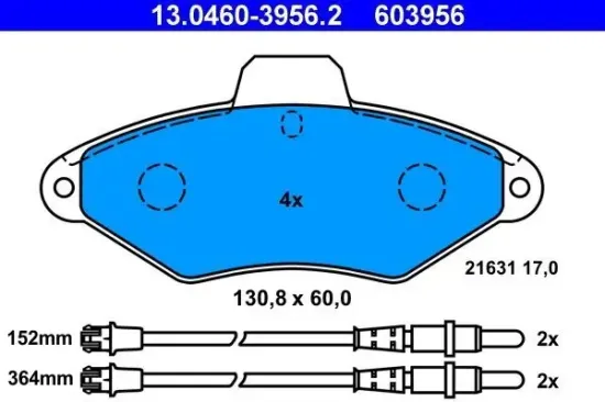 Bremsbelagsatz, Scheibenbremse ATE 13.0460-3956.2 Bild Bremsbelagsatz, Scheibenbremse ATE 13.0460-3956.2