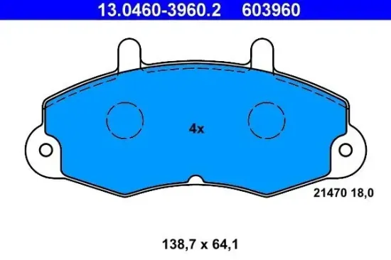 Bremsbelagsatz, Scheibenbremse ATE 13.0460-3960.2 Bild Bremsbelagsatz, Scheibenbremse ATE 13.0460-3960.2