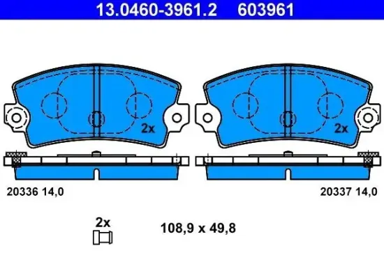Bremsbelagsatz, Scheibenbremse ATE 13.0460-3961.2 Bild Bremsbelagsatz, Scheibenbremse ATE 13.0460-3961.2