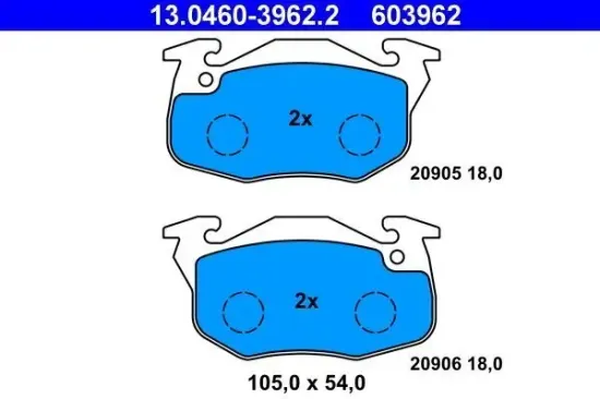 Bremsbelagsatz, Scheibenbremse ATE 13.0460-3962.2 Bild Bremsbelagsatz, Scheibenbremse ATE 13.0460-3962.2