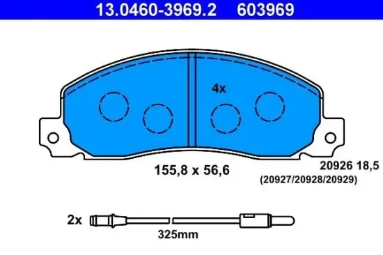 Bremsbelagsatz, Scheibenbremse ATE 13.0460-3969.2 Bild Bremsbelagsatz, Scheibenbremse ATE 13.0460-3969.2