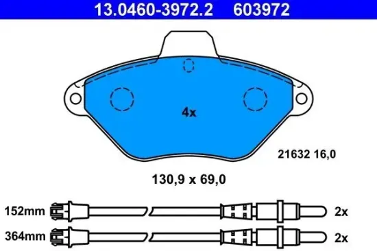 Bremsbelagsatz, Scheibenbremse ATE 13.0460-3972.2 Bild Bremsbelagsatz, Scheibenbremse ATE 13.0460-3972.2