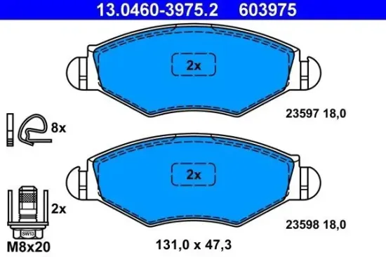 Bremsbelagsatz, Scheibenbremse Vorderachse ATE 13.0460-3975.2 Bild Bremsbelagsatz, Scheibenbremse Vorderachse ATE 13.0460-3975.2