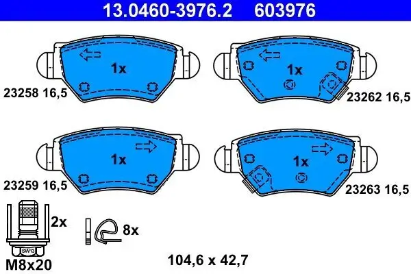 Bremsbelagsatz, Scheibenbremse ATE 13.0460-3976.2