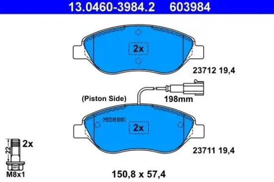 Bremsbelagsatz, Scheibenbremse ATE 13.0460-3984.2 Bild Bremsbelagsatz, Scheibenbremse ATE 13.0460-3984.2