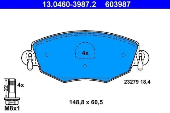 Bremsbelagsatz, Scheibenbremse ATE 13.0460-3987.2 Bild Bremsbelagsatz, Scheibenbremse ATE 13.0460-3987.2