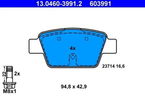 Bremsbelagsatz, Scheibenbremse ATE 13.0460-3991.2 Bild Bremsbelagsatz, Scheibenbremse ATE 13.0460-3991.2