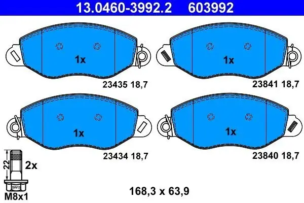 Bremsbelagsatz, Scheibenbremse ATE 13.0460-3992.2