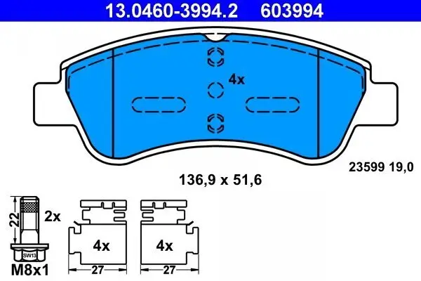 Bremsbelagsatz, Scheibenbremse ATE 13.0460-3994.2