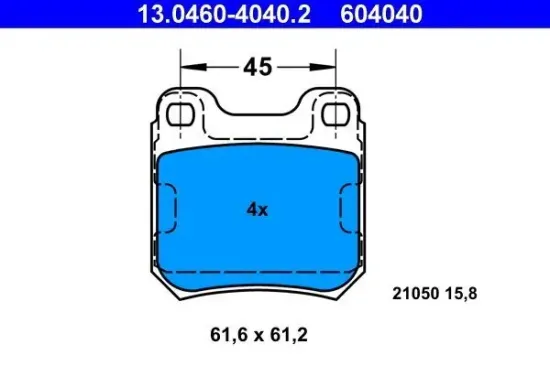 Bremsbelagsatz, Scheibenbremse ATE 13.0460-4040.2 Bild Bremsbelagsatz, Scheibenbremse ATE 13.0460-4040.2