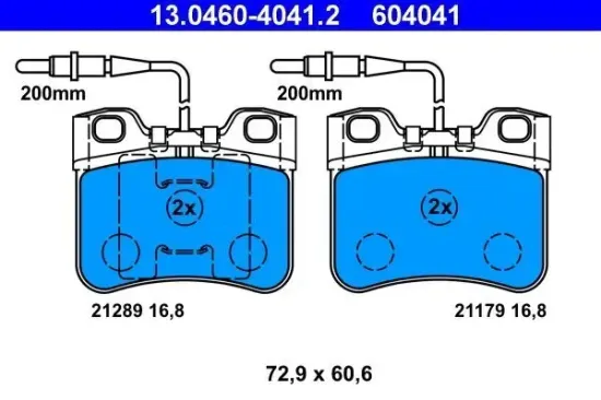 Bremsbelagsatz, Scheibenbremse ATE 13.0460-4041.2 Bild Bremsbelagsatz, Scheibenbremse ATE 13.0460-4041.2