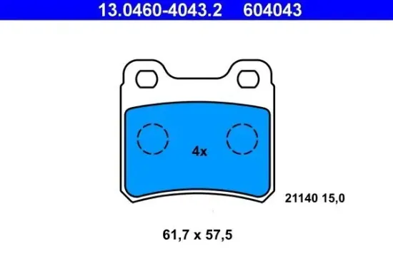 Bremsbelagsatz, Scheibenbremse ATE 13.0460-4043.2 Bild Bremsbelagsatz, Scheibenbremse ATE 13.0460-4043.2