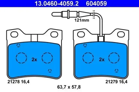 Bremsbelagsatz, Scheibenbremse ATE 13.0460-4059.2 Bild Bremsbelagsatz, Scheibenbremse ATE 13.0460-4059.2