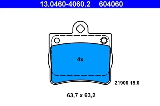 Bremsbelagsatz, Scheibenbremse ATE 13.0460-4060.2 Bild Bremsbelagsatz, Scheibenbremse ATE 13.0460-4060.2