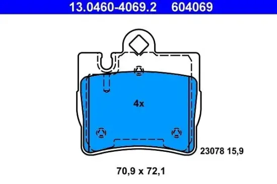 Bremsbelagsatz, Scheibenbremse ATE 13.0460-4069.2 Bild Bremsbelagsatz, Scheibenbremse ATE 13.0460-4069.2