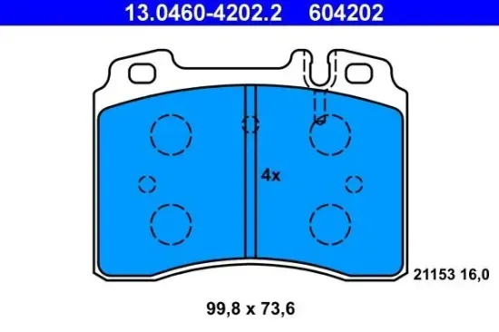 Bremsbelagsatz, Scheibenbremse ATE 13.0460-4202.2 Bild Bremsbelagsatz, Scheibenbremse ATE 13.0460-4202.2