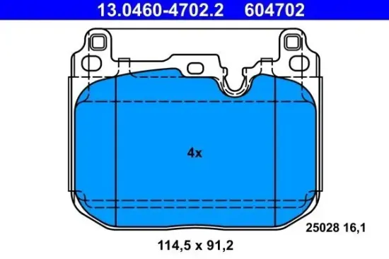 Bremsbelagsatz, Scheibenbremse Vorderachse ATE 13.0460-4702.2 Bild Bremsbelagsatz, Scheibenbremse Vorderachse ATE 13.0460-4702.2