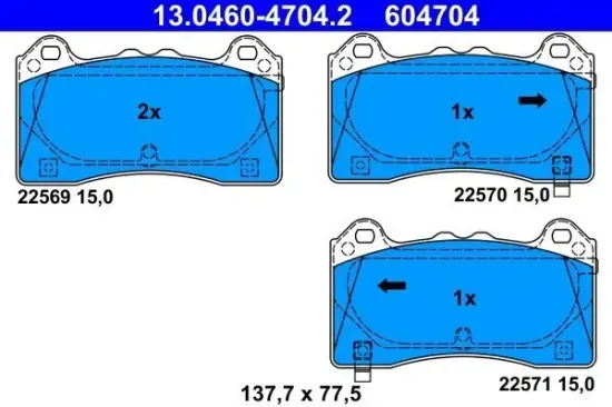 Bremsbelagsatz, Scheibenbremse ATE 13.0460-4704.2 Bild Bremsbelagsatz, Scheibenbremse ATE 13.0460-4704.2