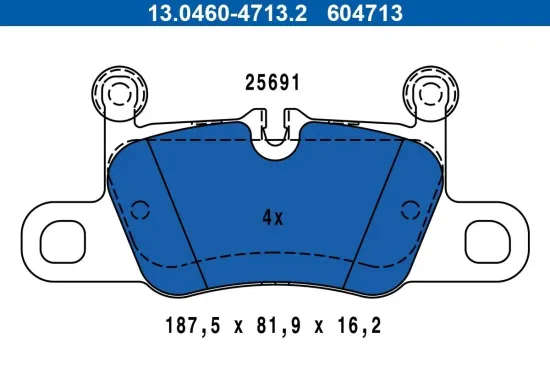 Bremsbelagsatz, Scheibenbremse Hinterachse ATE 13.0460-4713.2 Bild Bremsbelagsatz, Scheibenbremse Hinterachse ATE 13.0460-4713.2