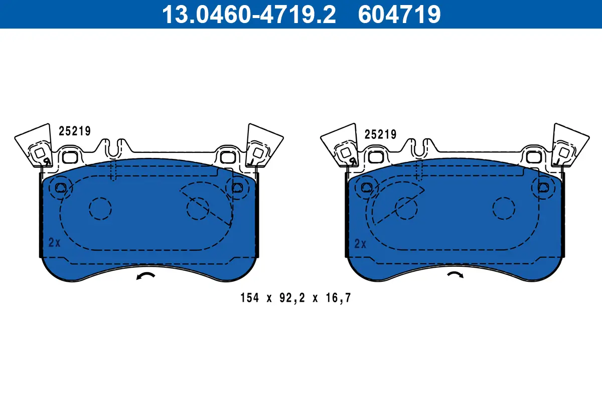 Bremsbelagsatz, Scheibenbremse Vorderachse ATE 13.0460-4719.2