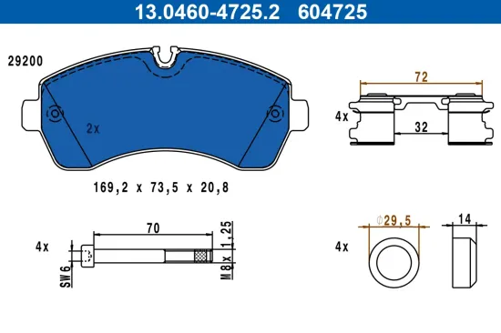 Bremsbelagsatz, Scheibenbremse ATE 13.0460-4725.2 Bild Bremsbelagsatz, Scheibenbremse ATE 13.0460-4725.2