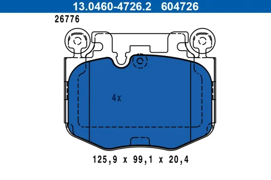 Bremsbelagsatz, Scheibenbremse Vorderachse ATE 13.0460-4726.2 Bild Bremsbelagsatz, Scheibenbremse Vorderachse ATE 13.0460-4726.2
